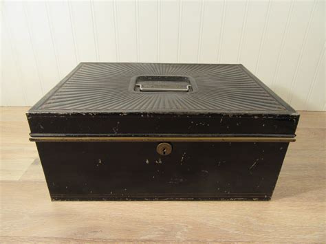 black metal box with lid|steel box with hinged lid.